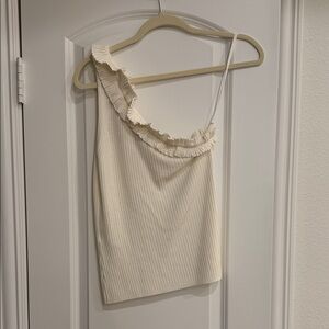 White House Black Market Off-White Ribbed Top